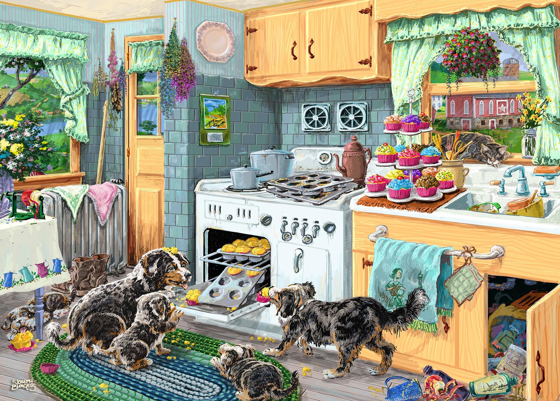 300 Piece Puzzles for Adults Large Piece - Dog Gone Good Cupcakes