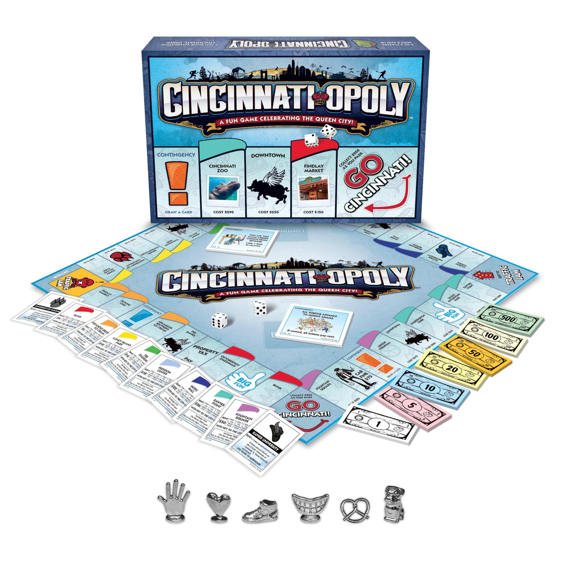Late for The Sky Cincinnati-Opoly Board Game - Family Strategy Game for 2-6 Players, Opoly-Style City Landmarks, Fast One-Hour Option, Fun Gift