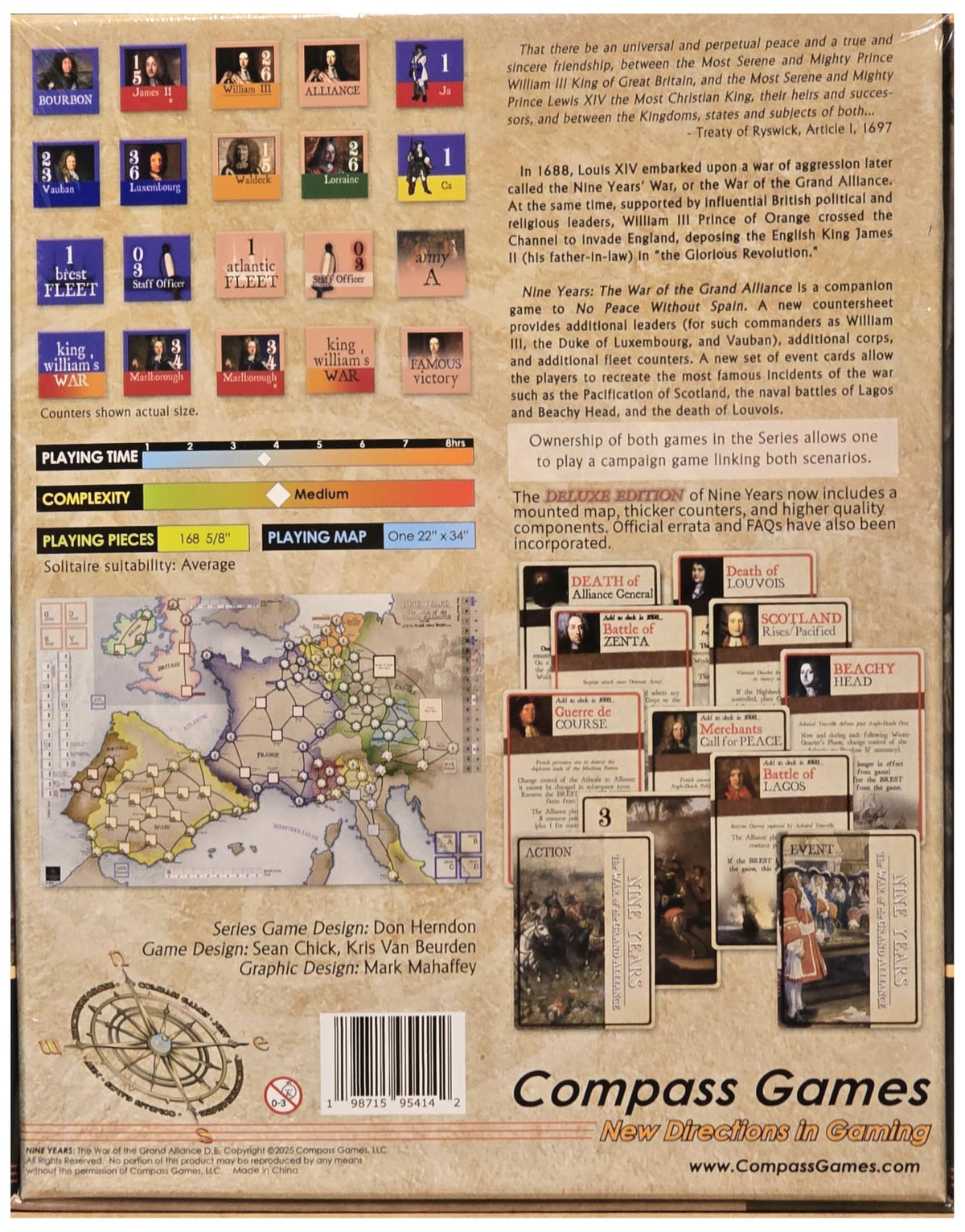 Compass Games Nine Years: War of The Grand Alliance, Deluxe Edition Board Game, for Adults 18+