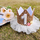 Agkvw Crown for Girls' First Birthday, Rose Gold 1st Birthday Hat, Flower Tutu Crown, Cake Smash Props, Decorations for Girls