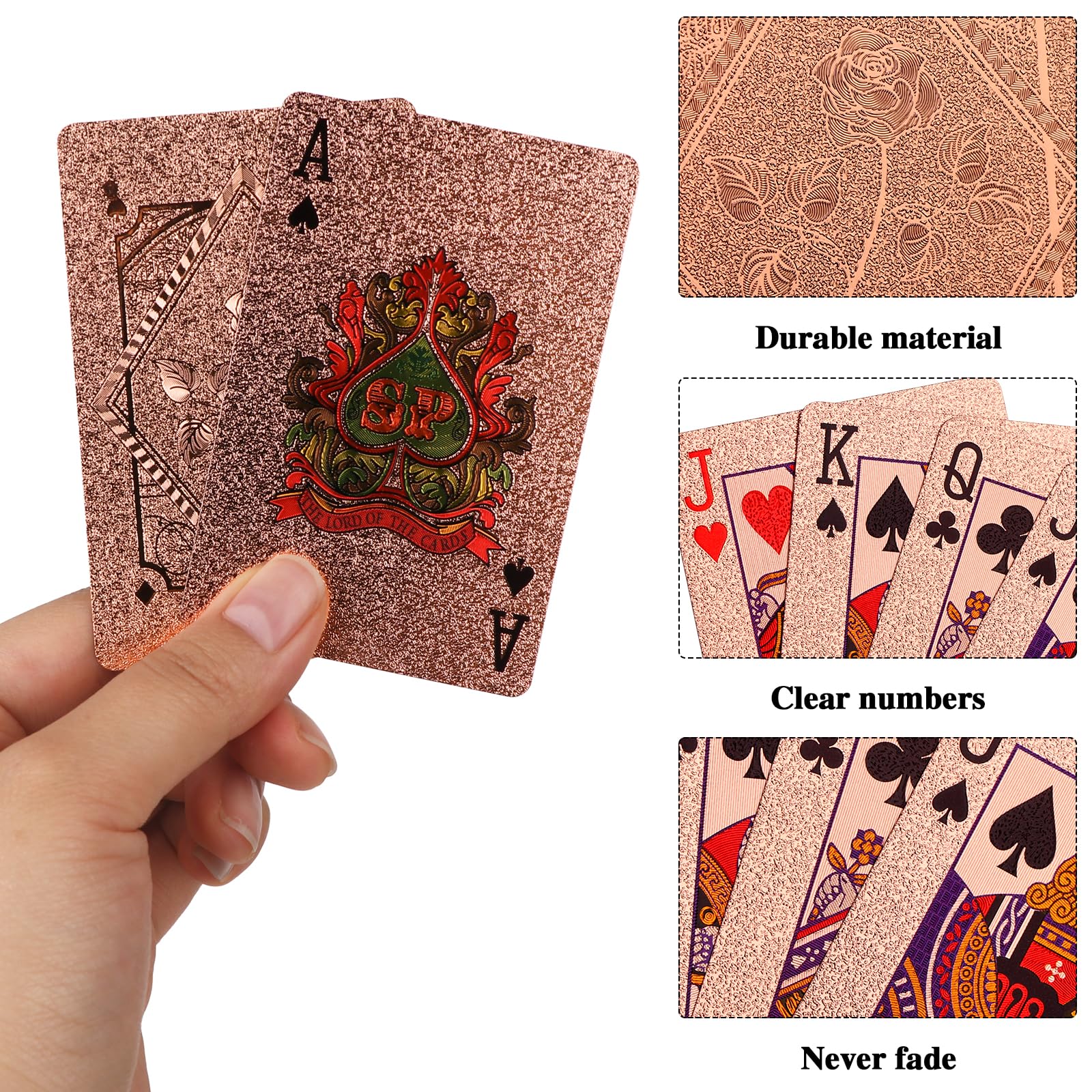 LIUBUJINGYING 8 Pack Waterproof Playing Cards Plastic Gold Foil Playing Card Plastic Playing Ca-RDS 4 Colors Waterproof PET Foil Poker Ca-RDS Bulk