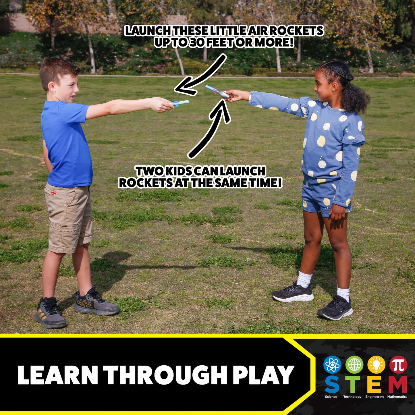 Stomp Rocket Squeeze Rocket 8 Player Party Pack - Includes 8 Launchers, 40 Soft Foam Rockets - Rocket Launcher STEM Gift - Ages 4 & Up - Fun Backyard