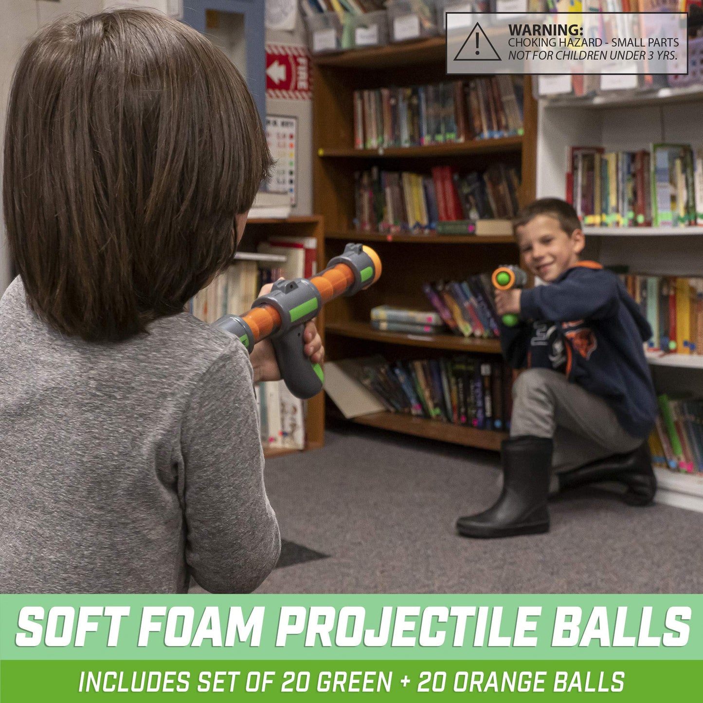 GoSports Official Foam Fire Blasters 2 Pack Toy Blasters & Replacement Bullet Balls - Fun for Accuracy Games Foam Fire Shooting Games