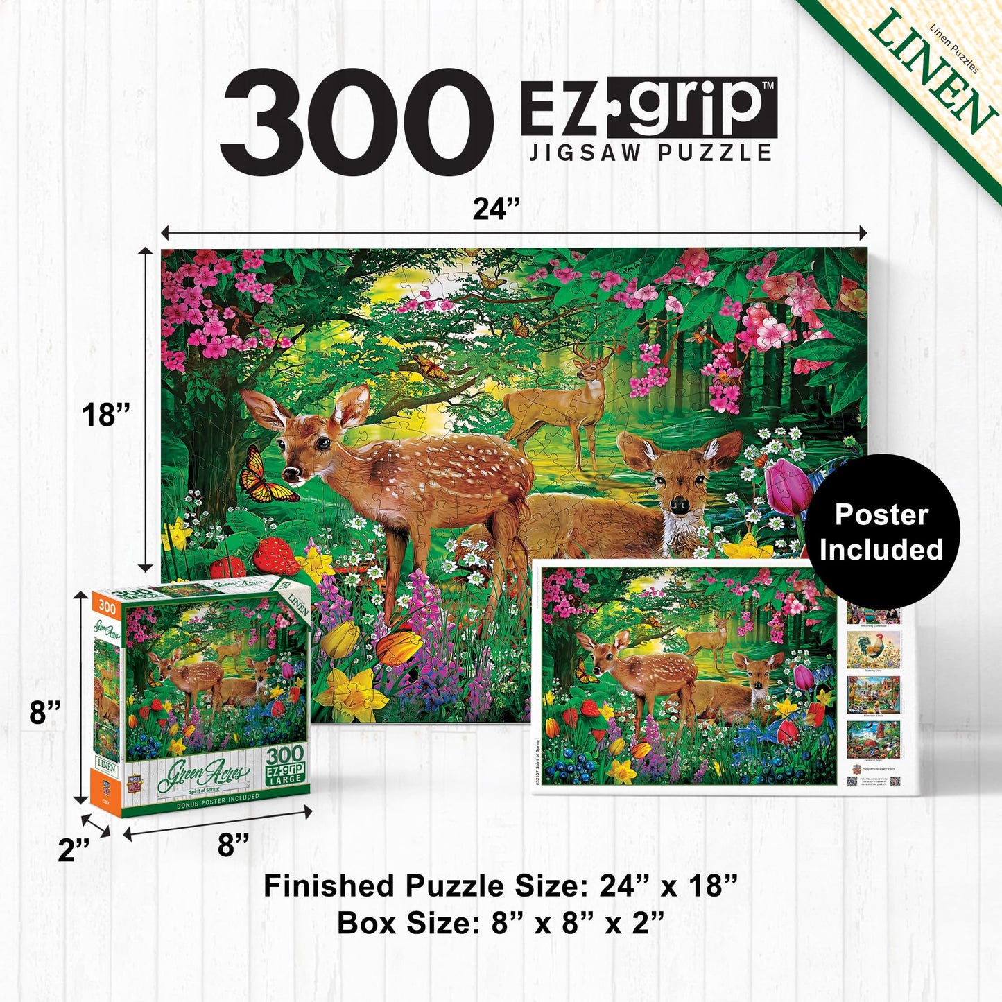 MasterPieces - 300 Piece Jigsaw Puzzle, Large EZ Grip Shapes, Spirit of Spring, Fun for Adults, Seniors, Family, Kids, Matte Finish, 18"x24"