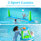 JOYIN Inflatable Volleyball Net & Basketball Hoops Pool Float Set; Balls Included for Kids and Adults, Summer Pool Game, Floaties, Volleyball Court