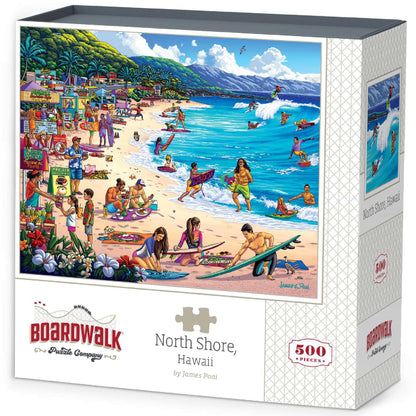 Boardwalk North Shore, Hawaii 500 Piece Jigsaw Puzzle Beach Surf Tropical Puzzles with Premium Box, Gift for Adults and Family 16"x20"