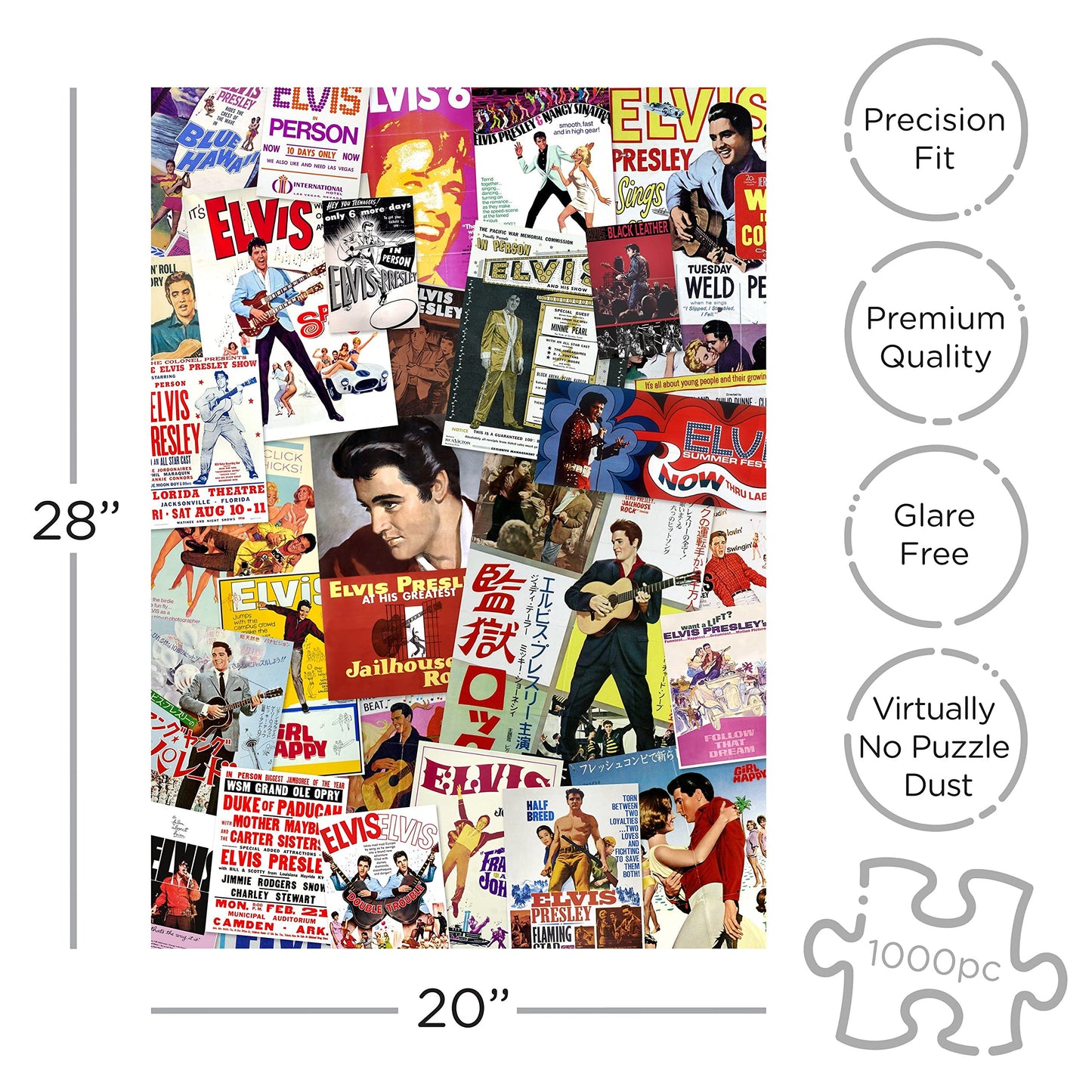 AQUARIUS Elvis Presley - Movie Poster Collage 1000 Piece Jigsaw Puzzle