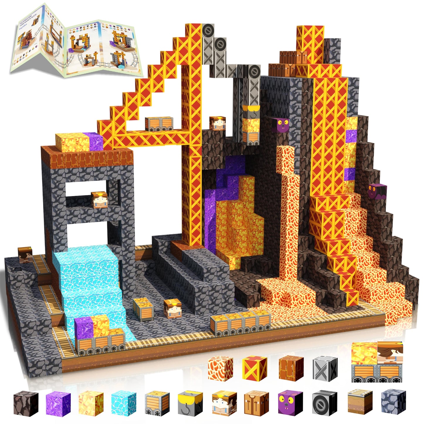 BrightBlox Magnetic Blocks, 120PCS Magnetic Building Blocks Magnet Cubes STEM Montessori Sensory Educational Toys for Kids Boys Girls (MineTheme)