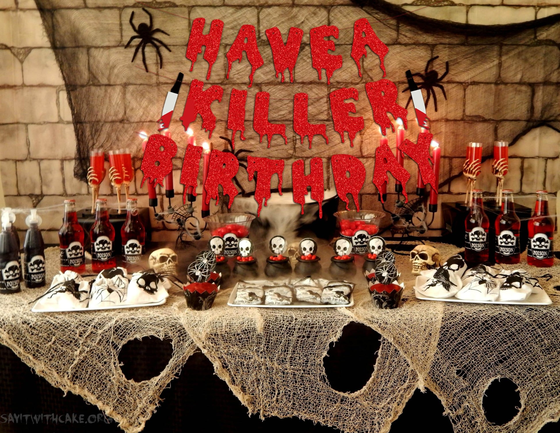 Have a Killer Birthday Party Banner, Halloween Horror Birthday Party Decorations, Halloween Bloody Horror Movie Birth day Party Decorations, Zombie