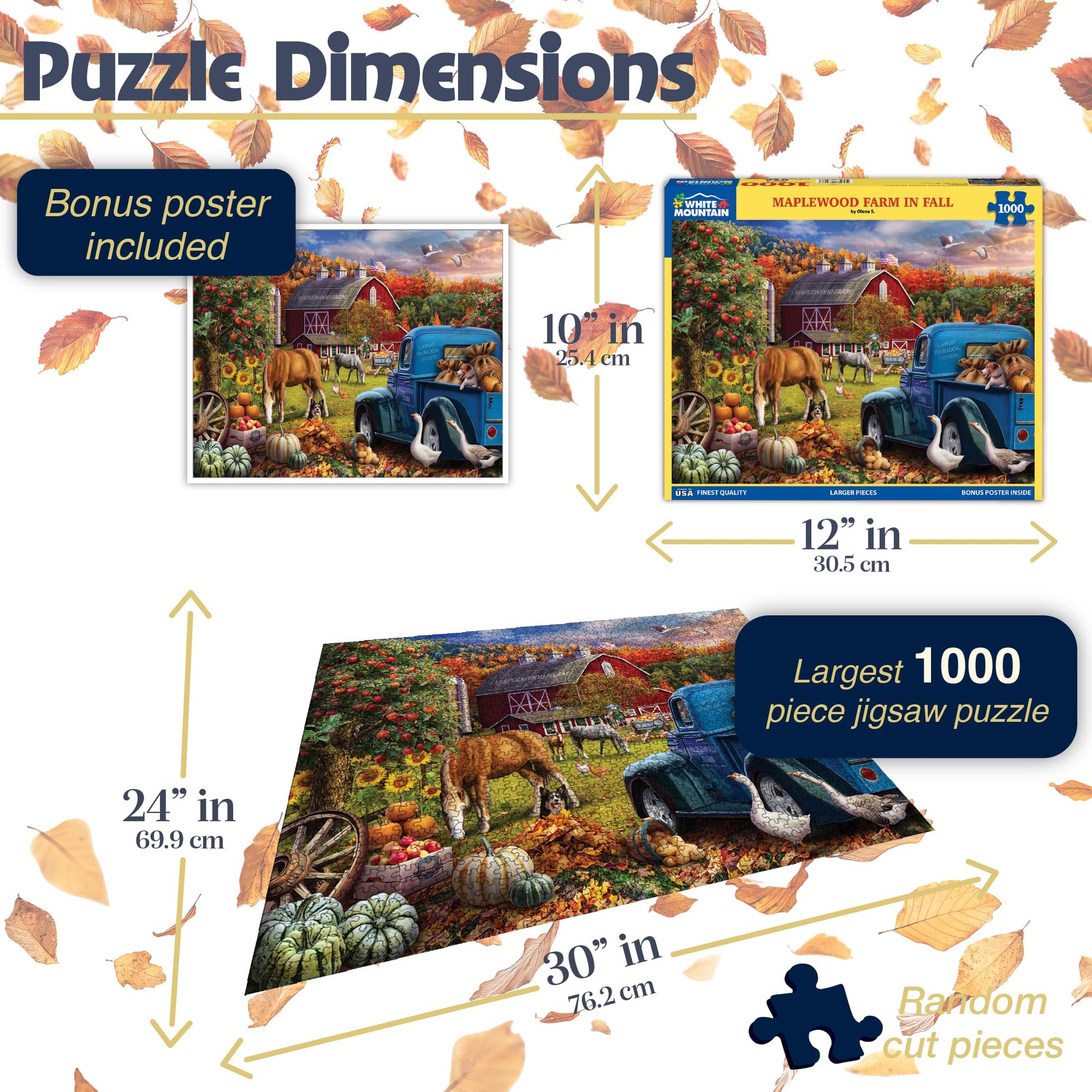 White Mountain 1000 Piece Jigsaw Puzzle, Maplewood Farm in Fall