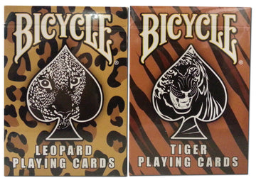 Lot 3 Bicycle Big Cats Jungle Tiger and Leopard Deck Playing Cards in Leather Case w/Free Calculator Collector