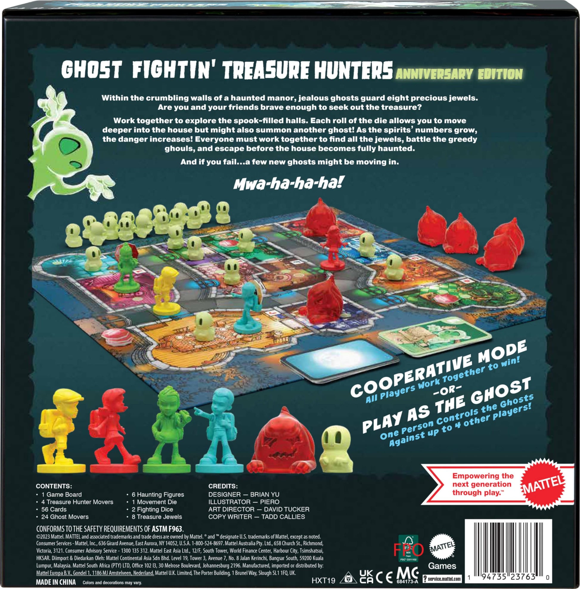 Mattel Games Ghost Fightin’ Treasure Hunters Anniversary Edition Board Game, Cooperative Family Game with Two Ways to Play Including a One vs. All