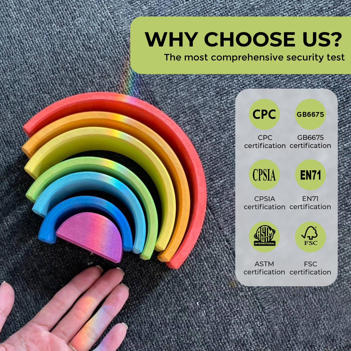 AVDAR 12Pcs Wooden Rainbow Stacker Toy, Extra Large Wooden Rainbow Stacking Toy, Montessori Nesting Puzzle for Kids
