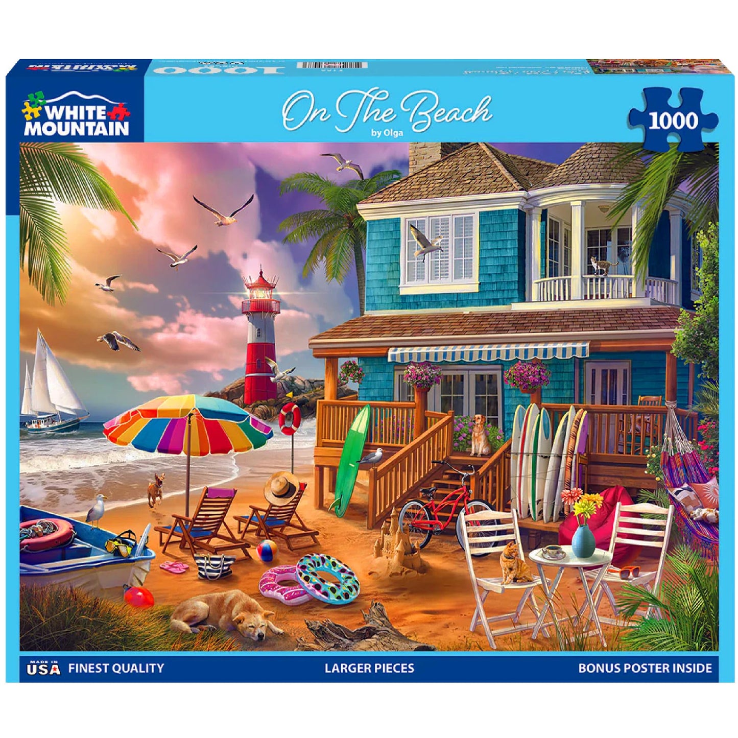 White Mountain 1000 Piece Jigsaw Puzzle Scenic Coastal Summer, On The Beach