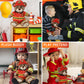 DolliBu Sitting Brown Bear Firefighter Stuffed Animal with Name Personalization - Super Soft Bear with Red Fireman Costume Outfit and Fireman Hat