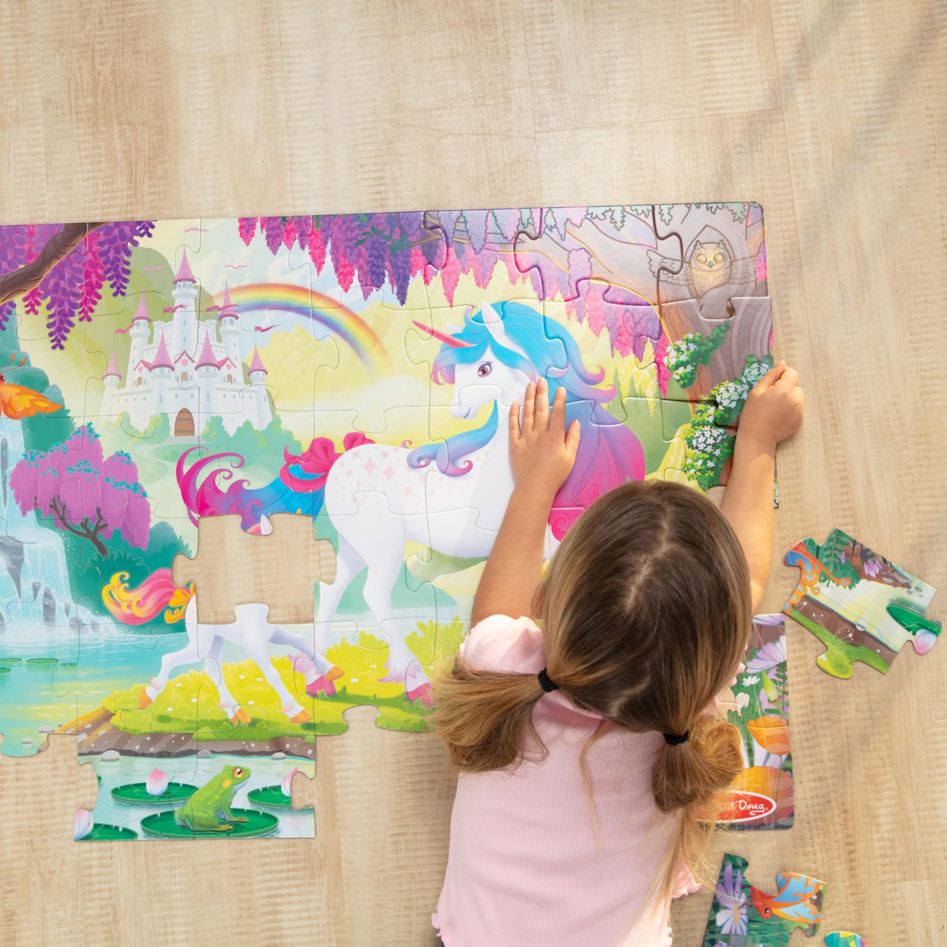 Melissa & Doug Glow-in-The-Dark Unicorn Jumbo Floor Puzzle, 48-Piece Jigsaw Puzzle with Hidden Details, Kids Puzzles for Girls & Boys Ages 4 and Up -
