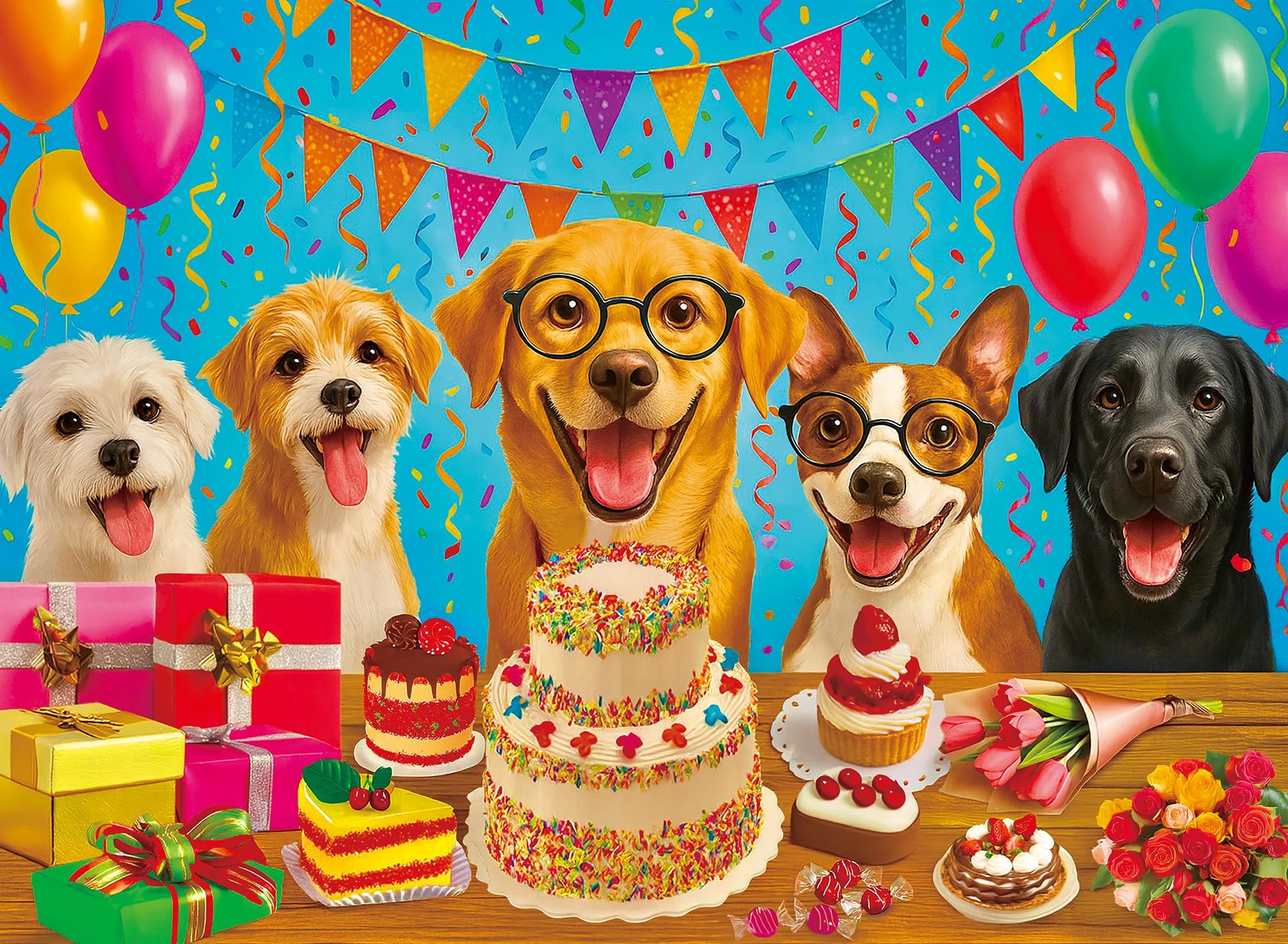 100 Piece Puzzles for Kids Ages 6-8 8-10, Jigsaw Puzzles for Adults Seniors - Puppy Birthday Party