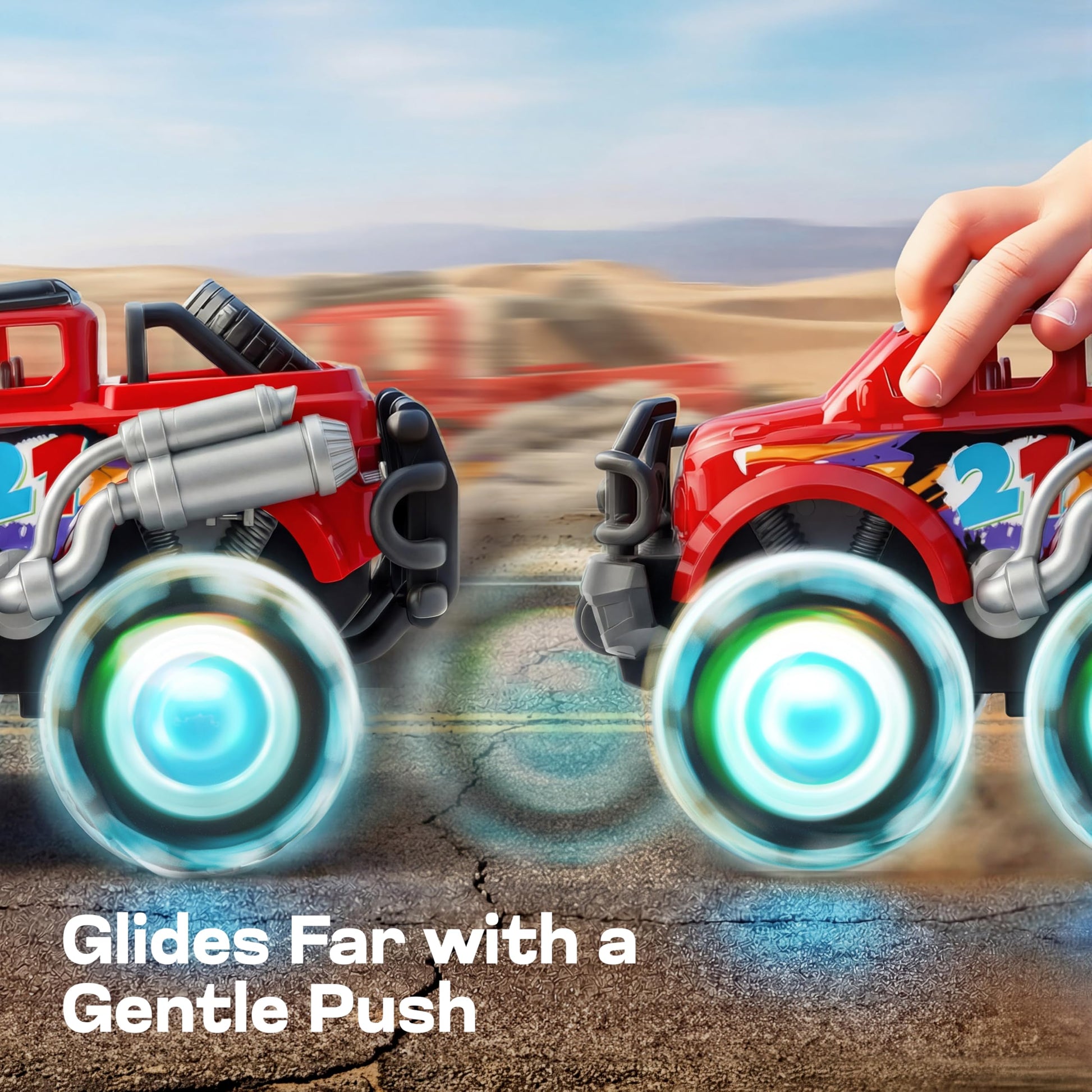 Vroomix JOYIN 3 Pack Monster Truck Toy - Toy Truck with Flashing LED Wheels - Light-Up Friction-Powered Cars for Toddlers - Boys Girls Birthday Gift