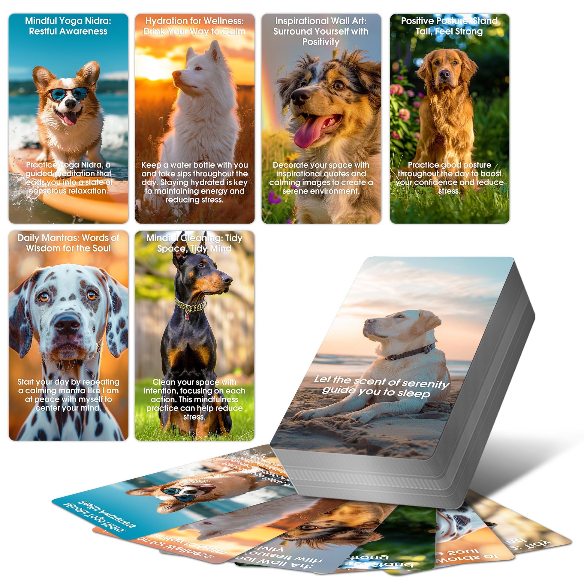 ZZBUY Dogs Against Anxiety Cards, 50 Affirmation Cards for Stress Relief and Self Care Mindfulness