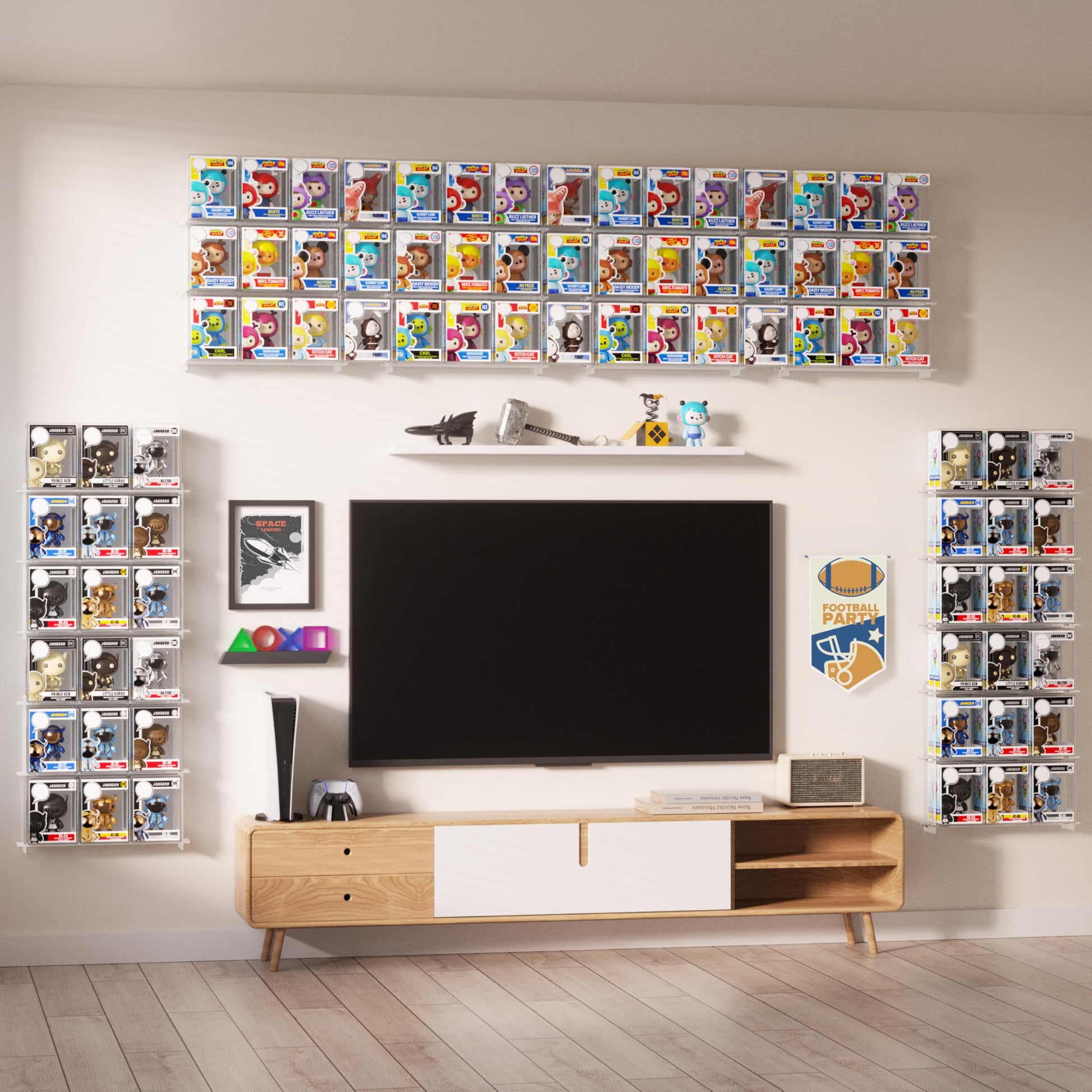 Wall Floating Display Shelves Compatible with 21 Funko Pops in Box, Acrylic Boxed Figurine Display Case, Stackable Action Figure Collection Stand
