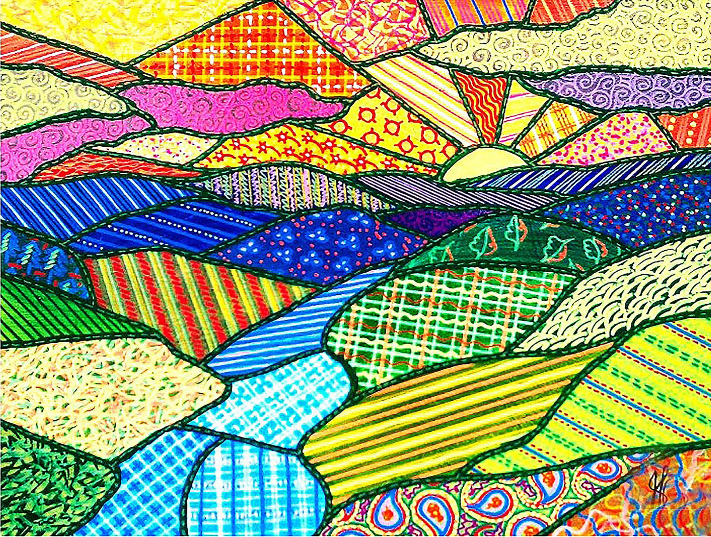 SUNSOUT INC - Quilted Appalachian Sunset - 500 pc Jigsaw Puzzle by Artist: Jim Harris - MPN # 42310
