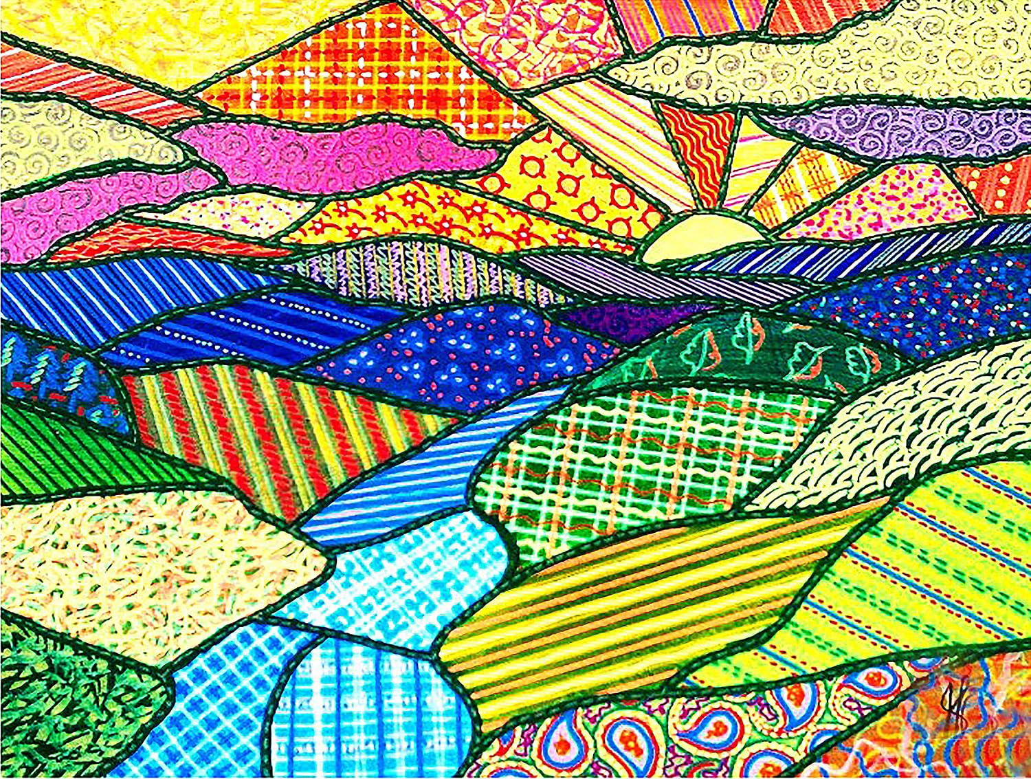 SUNSOUT INC - Quilted Appalachian Sunset - 500 pc Jigsaw Puzzle by Artist: Jim Harris - MPN # 42310