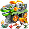 Vroomix JOVA Dinosaur Toys for Kids 3-5, Dinosaur Carrier Truck with 2 Pcs Cars and 6 Pcs Figures for Toddlers, T.Rex Truck with Launcher and Darts