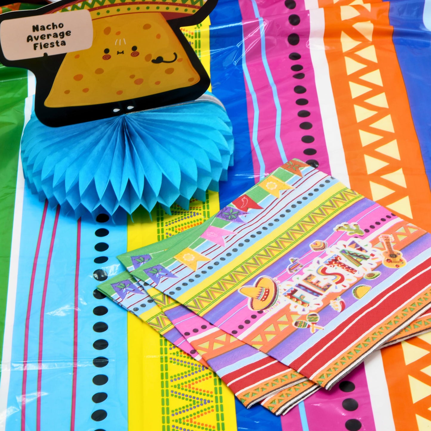 4E's Novelty Fiesta Plastic Tablecloth 4 Pack 54x108 Disposable Table Cover for Cinco De Mayo Party Supplies, Mexican Theme Kids Birthday, Taco