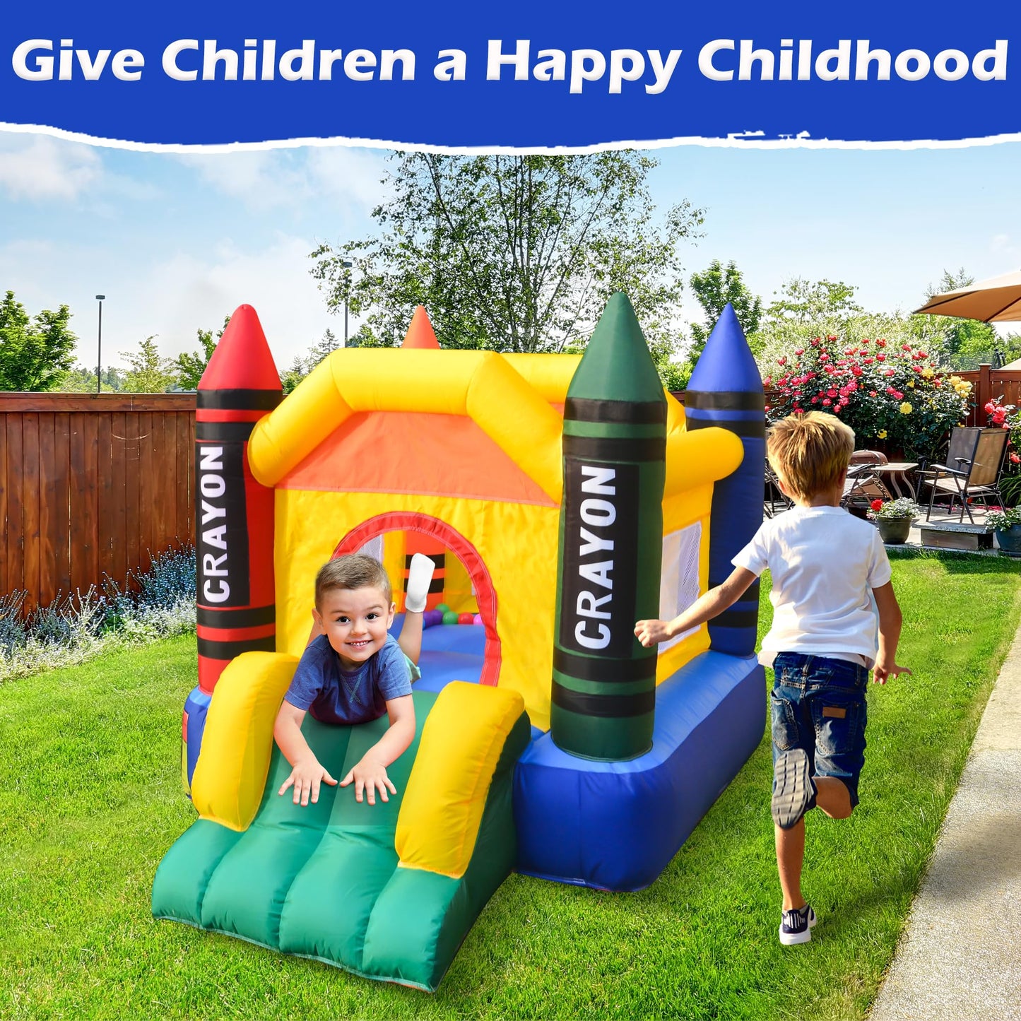 Bounce House, Inflatable Bouncer with Air Blower, Jumping Castle for Kids