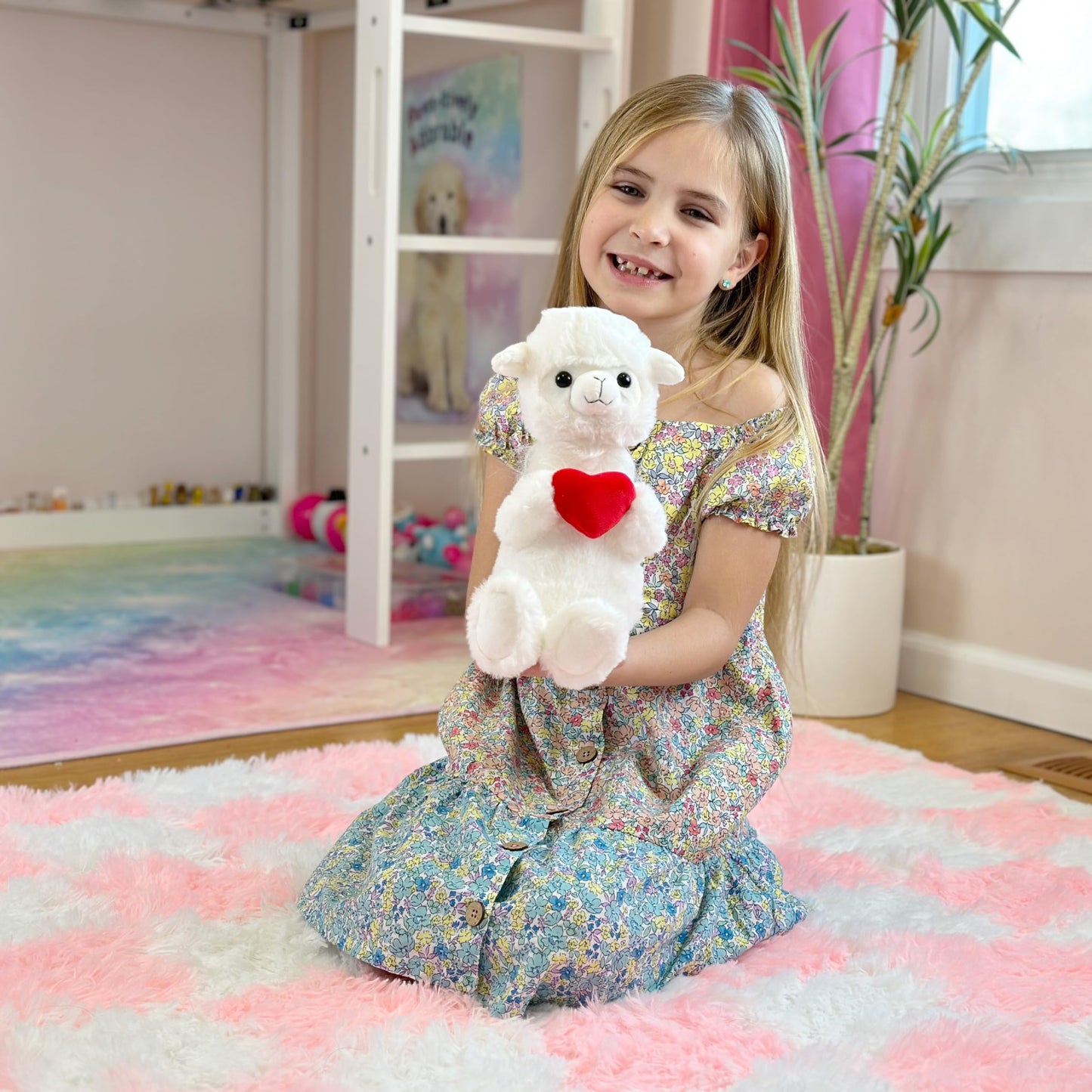 Laila and Lainey Valentine's Day Stuffed Animal - Llama Stuffed Animal, Llama Plush, 8.5 Inches Tall, Valentines Heart Plushies