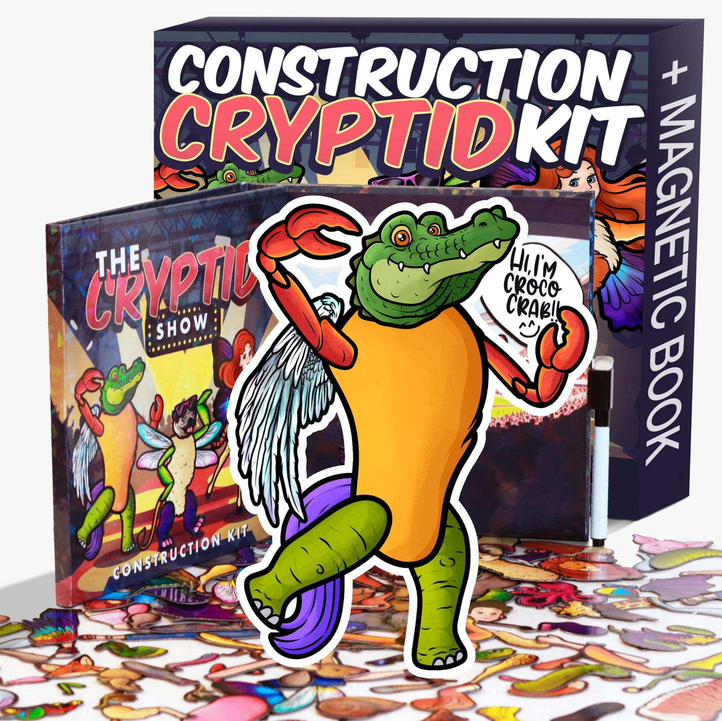 Cryptid Construction Kit Magnets - Build a Monster Set with 309,000+ Combos, Magnetic Book & Speech Bubbles - Funny Fridge Magnets for Kids & Adults