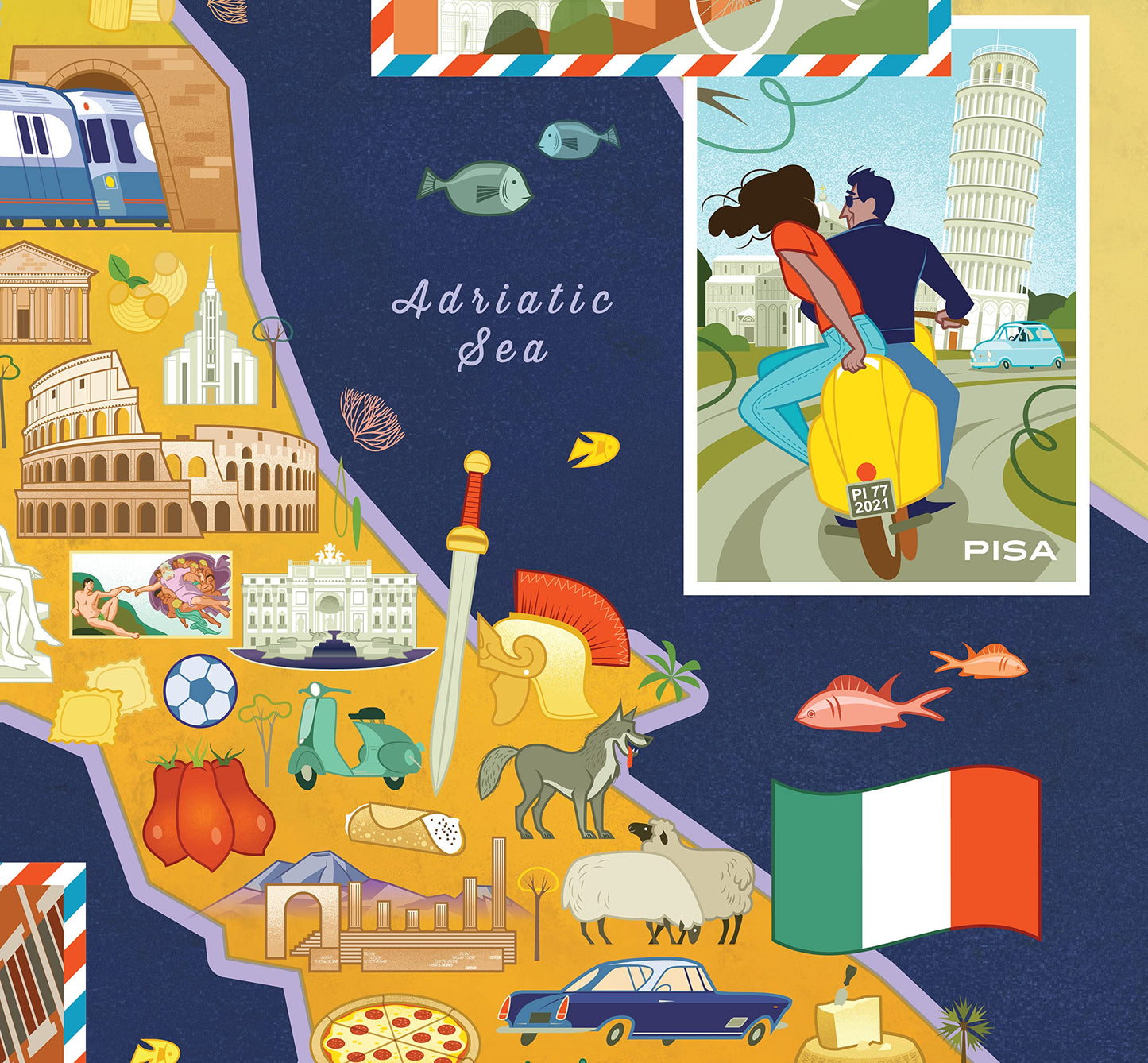 Blue Lobster 1000 Piece Puzzle (Postcards from Italy)