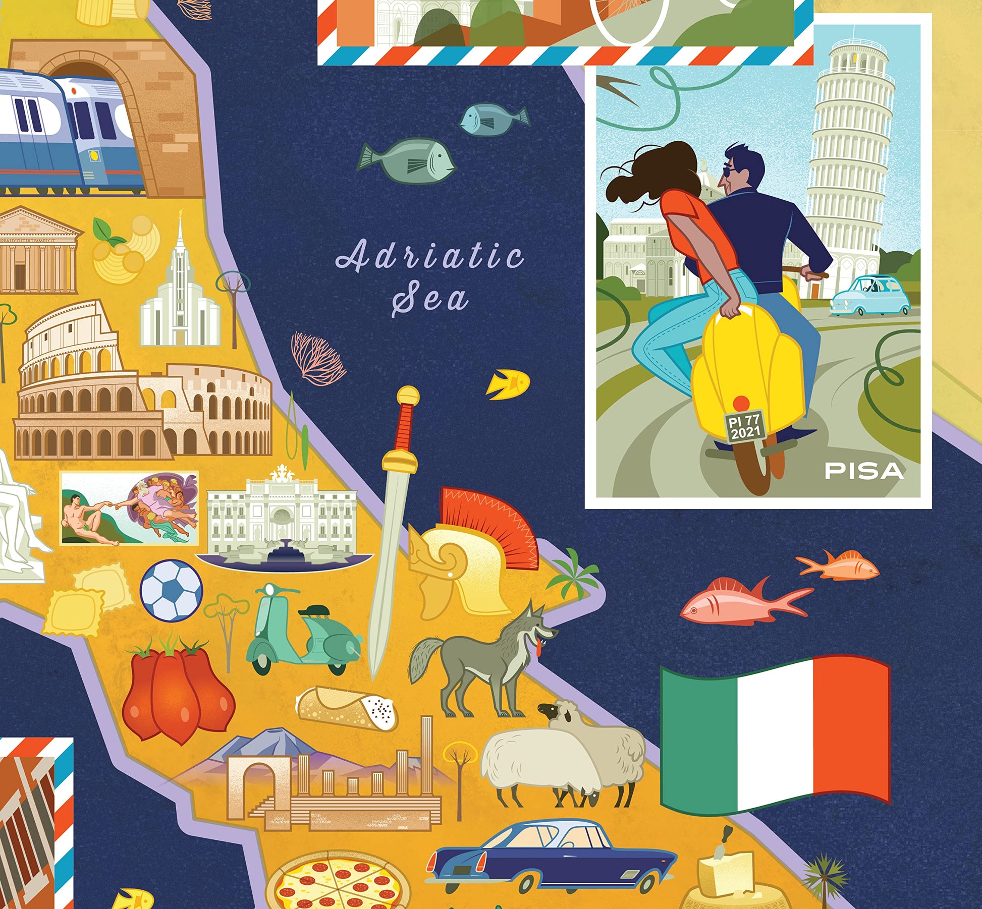 Blue Lobster 1000 Piece Puzzle (Postcards from Italy)
