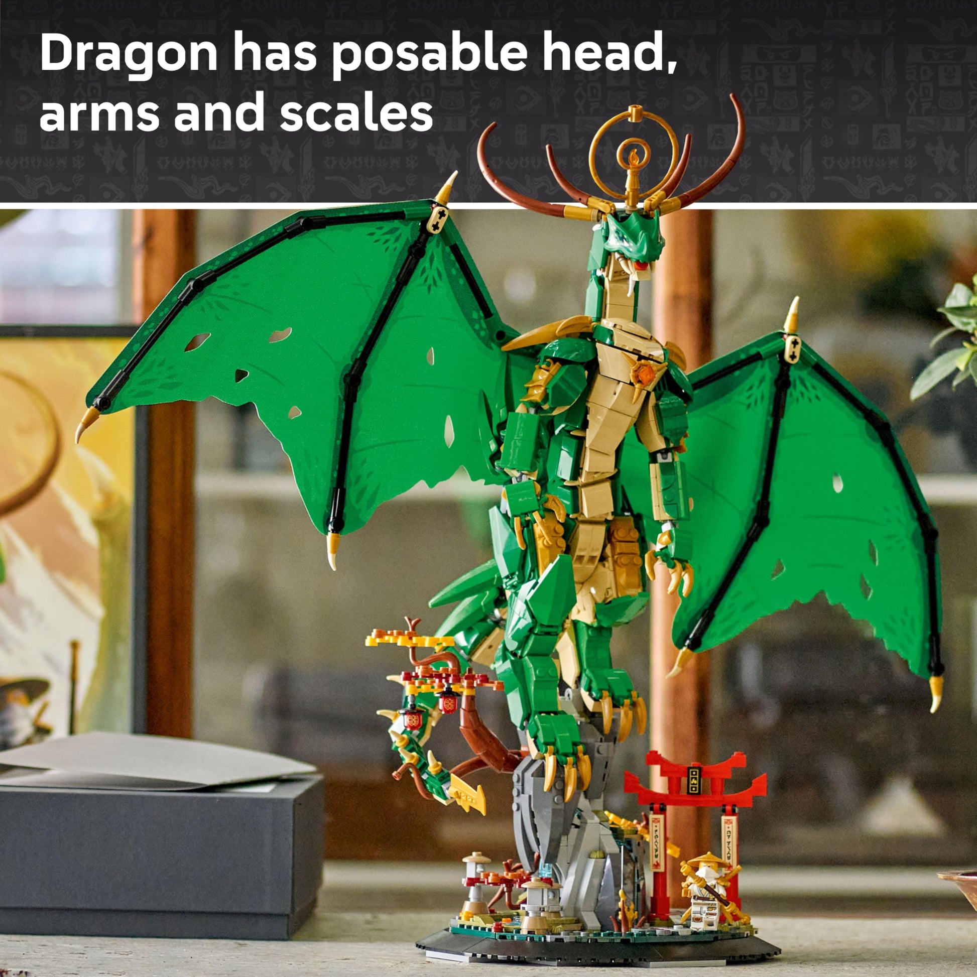 LEGO NINJAGO The Guardian Dragon - Model Building Kit from Legends Monstrosity Series - Room Decor for Teens - Includes Master Wu Minifigure - Gift