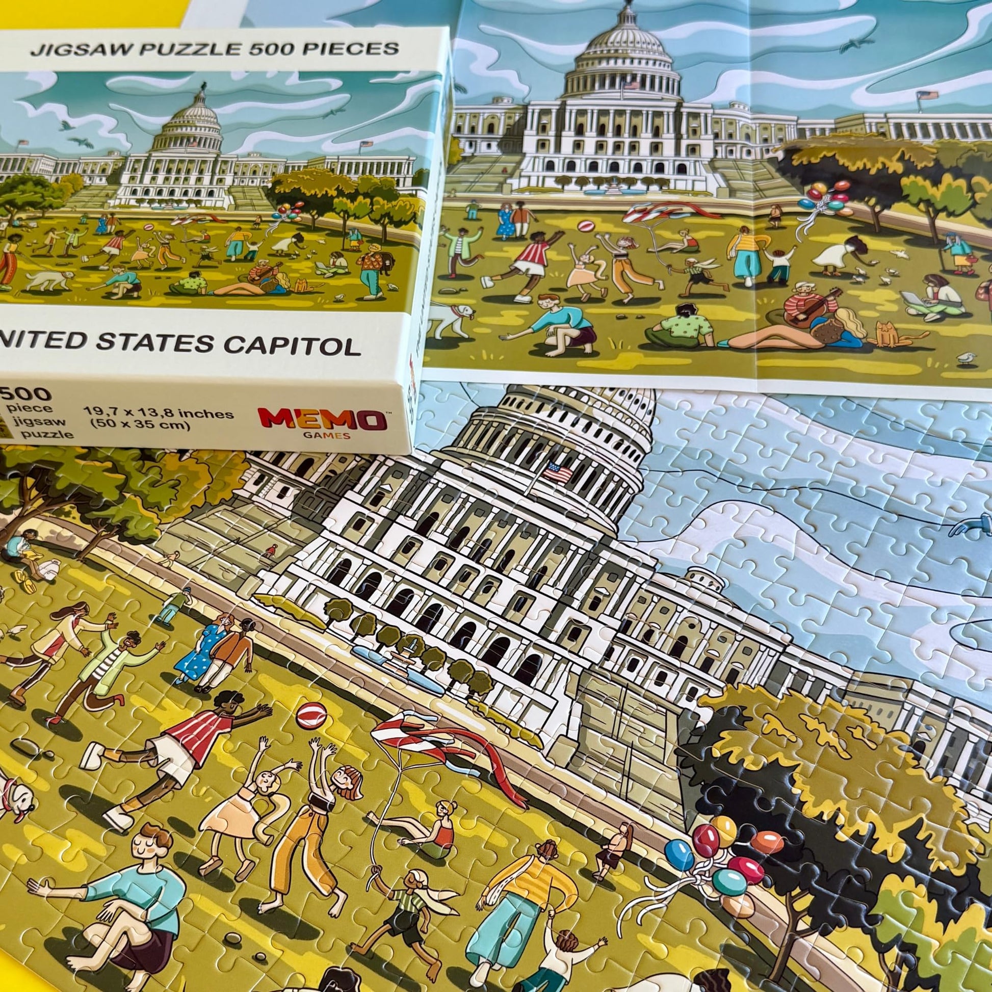 500-Piece Jigsaw Puzzle for Adults - Washington DC Landmarks, United States Capitol - Updated Edition with New Cut, Colorful Nostalgic Puzzle