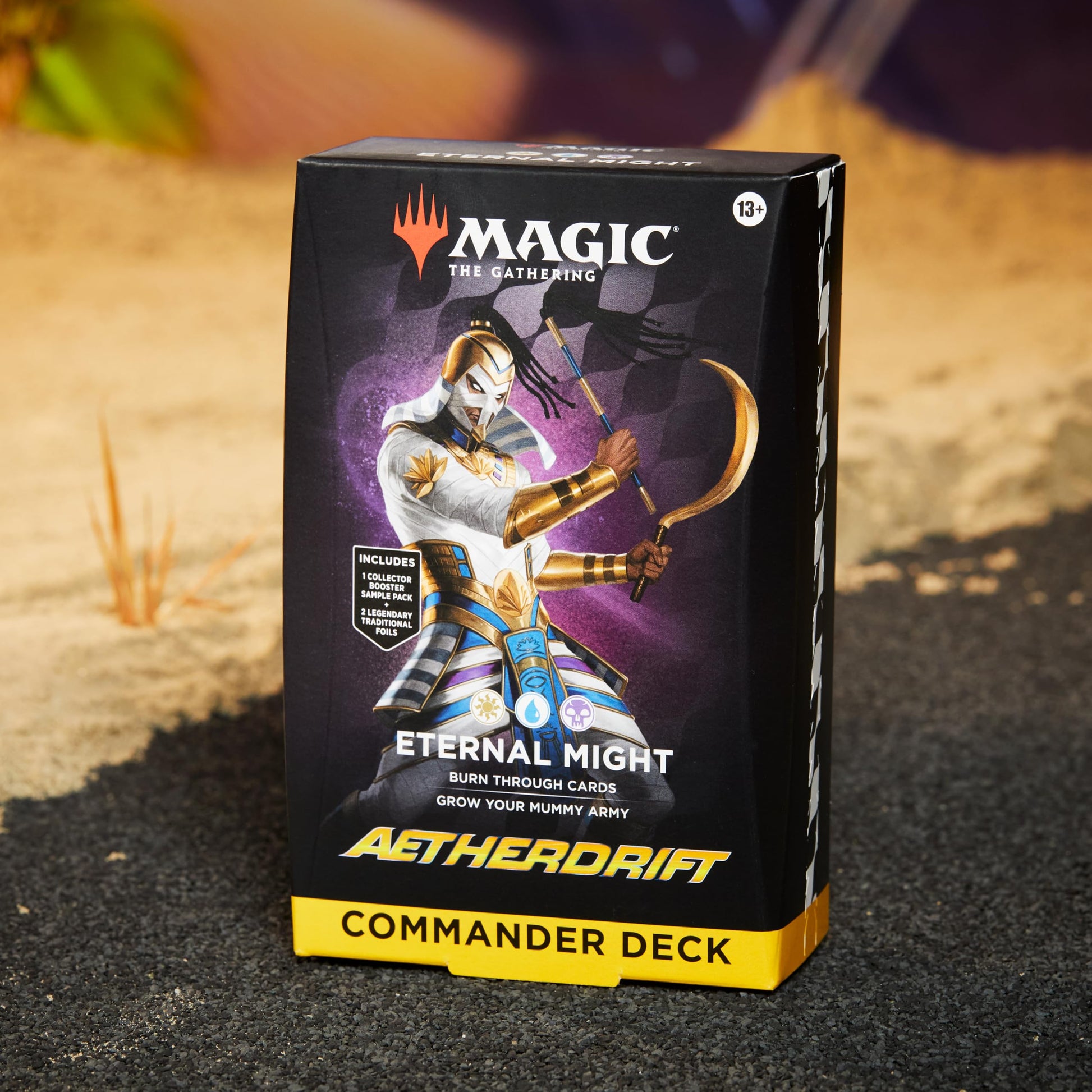 Magic: The Gathering Aetherdrift Commander Deck - Eternal Might (100-Card Deck, 2-Card Collector Booster Sample Pack + Accessories)