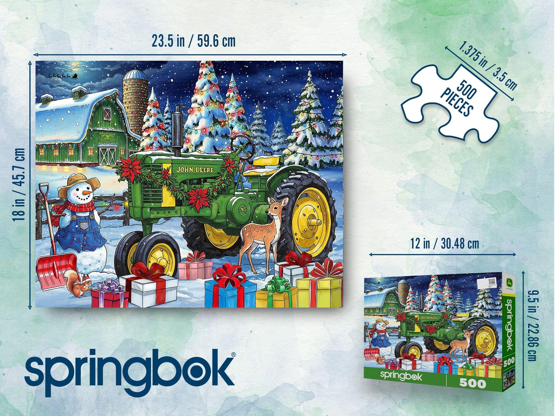 Springbok John Deere Festive Farm Surprise 500 Piece Jigsaw Puzzle
