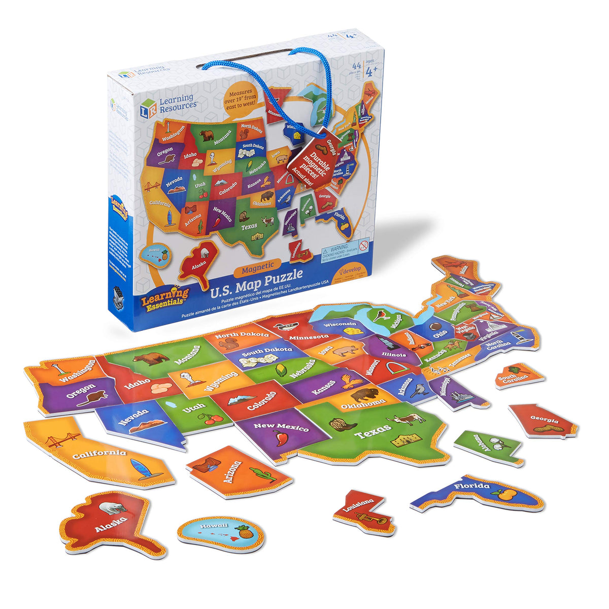 Learning Resources Magnetic U.S. Map Puzzle - Educational Map of the United States of America, Geography Matching Games, Kids Homeschool and Classroom