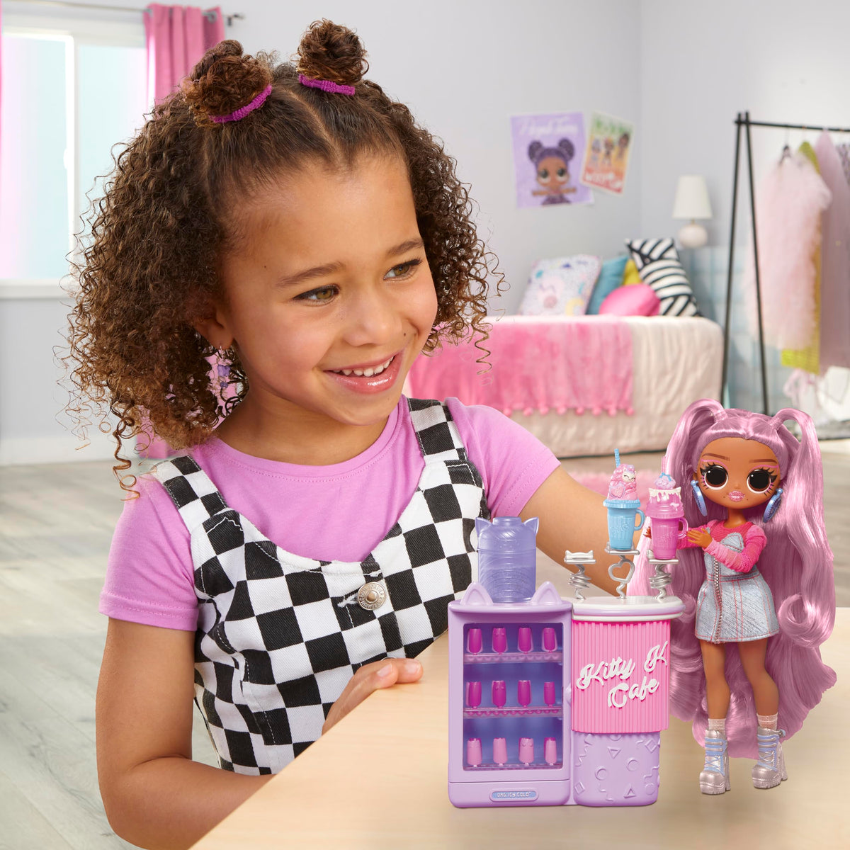 LOL Surprise OMG Sweet Nails - Kitty K Café with 15 Surprises, Including Real Nail Polish, Press On Nails, Sticker Sheets, Glitter, 1 Fashion Doll,