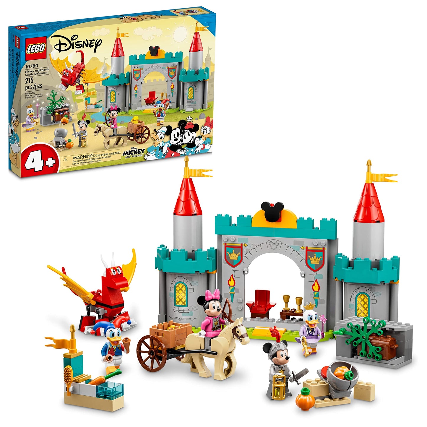 LEGO Disney Mickey and Friends Castle Defenders 10780 Buildable Toy with Minnie, Daisy and Donald Duck Plus Dragon & Horse Toys for Kids 4 Plus Years