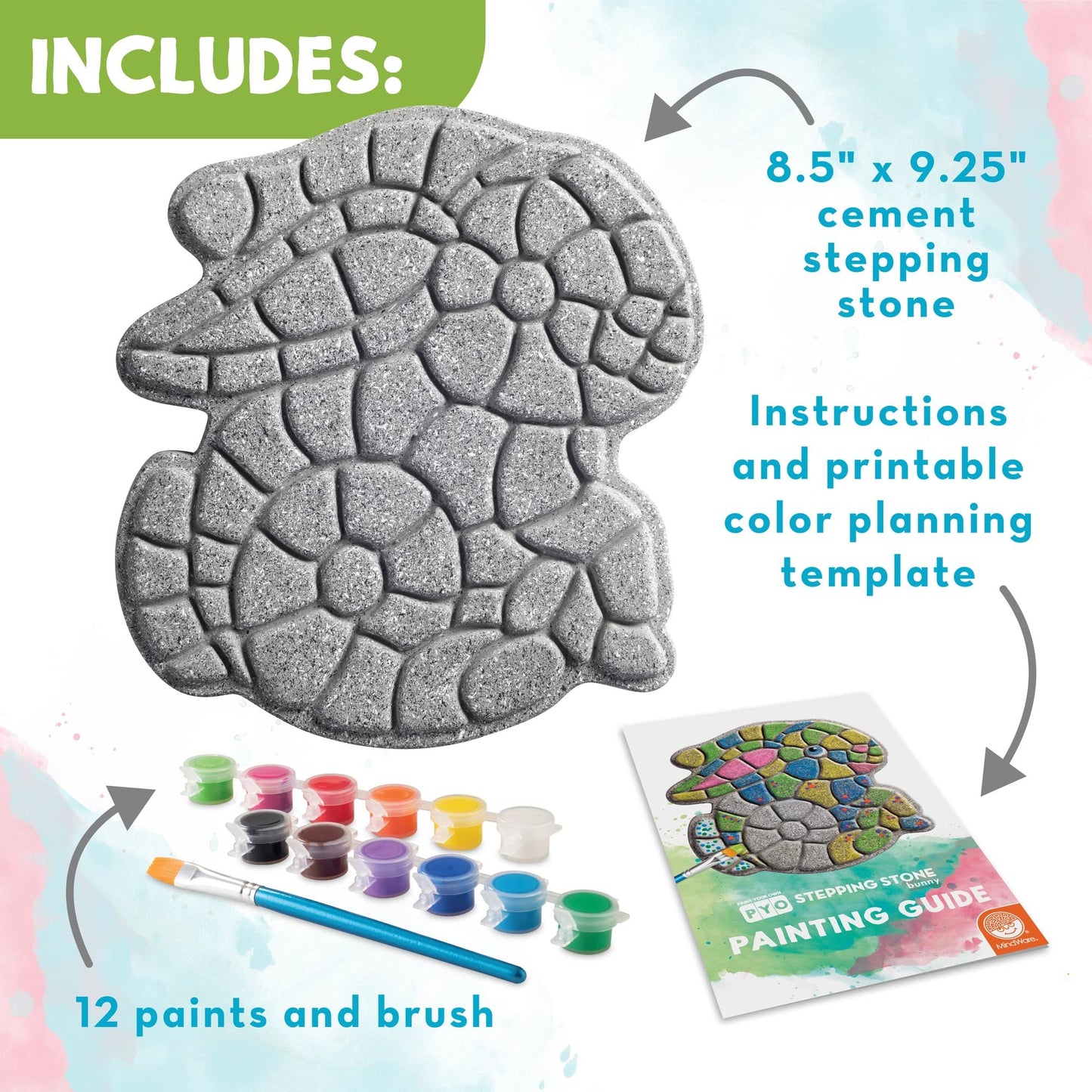 MindWare Paint Your Own Stepping Stone: Bunny - Easter Gift for 8 Year Olds & Up