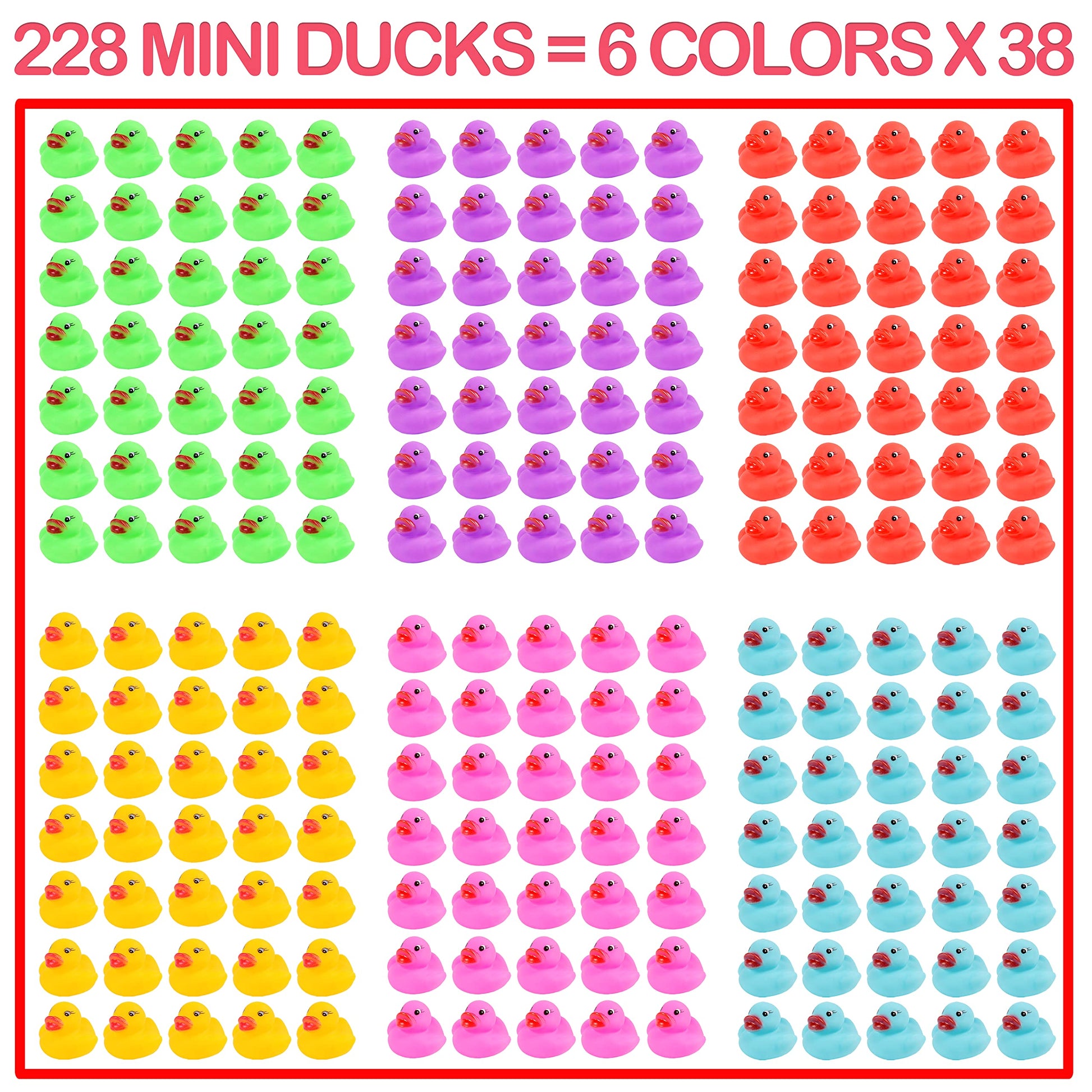 228-Pack Mini Rubber Ducks Set, Mini Colorful Rubber Duckies Bath Toy for Child,Float & Squeak Tiny Ducks Pool Toy Set for Kids Party Favors,Birthday