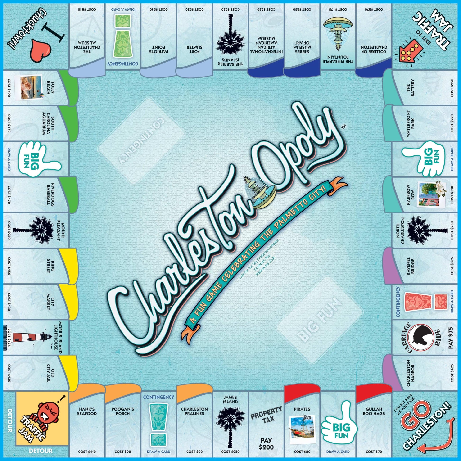 Late for The Sky Charleston-Opoly Board Game - Charleston South Carolina Property Trading Family Game for 2-6 Players, Ages 8+, City Landmarks