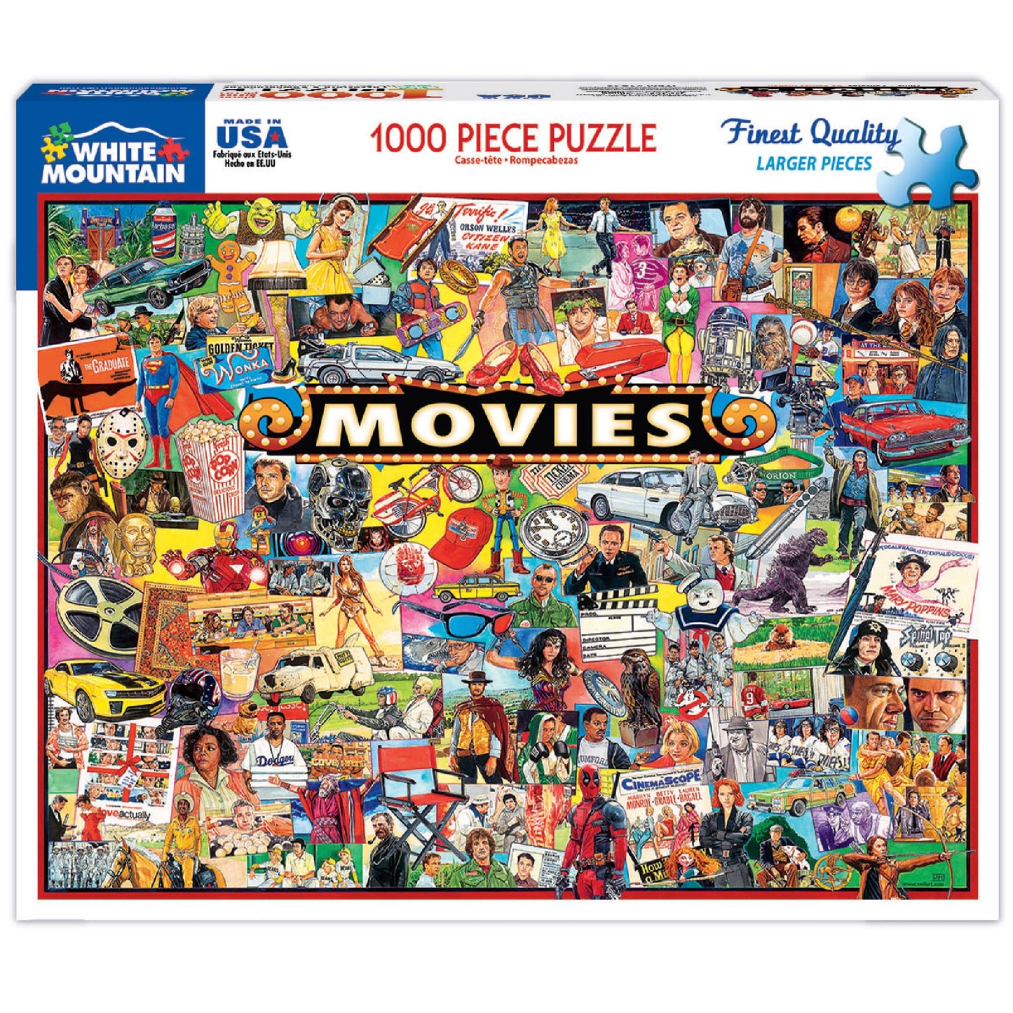 White Mountain 1000 Piece Jigsaw Puzzle Retro Collage, Movies