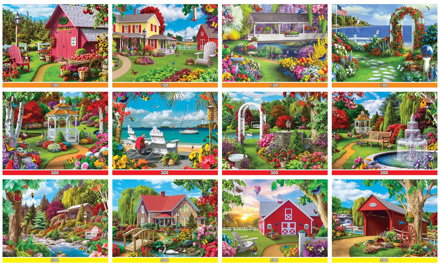MasterPieces Jigsaw Puzzle 12-Pack Bundle Set, Folk Art by Alan Giana, Multi-Pack for Adults & Kids, Eco-Friendly