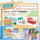 Wooden Train Set 175-Piece for Toddlers Kids Ages 3-8, Double-Sided Expandable Train Track with Puzzles & Magnetic Fishing Toys Compatible with Major