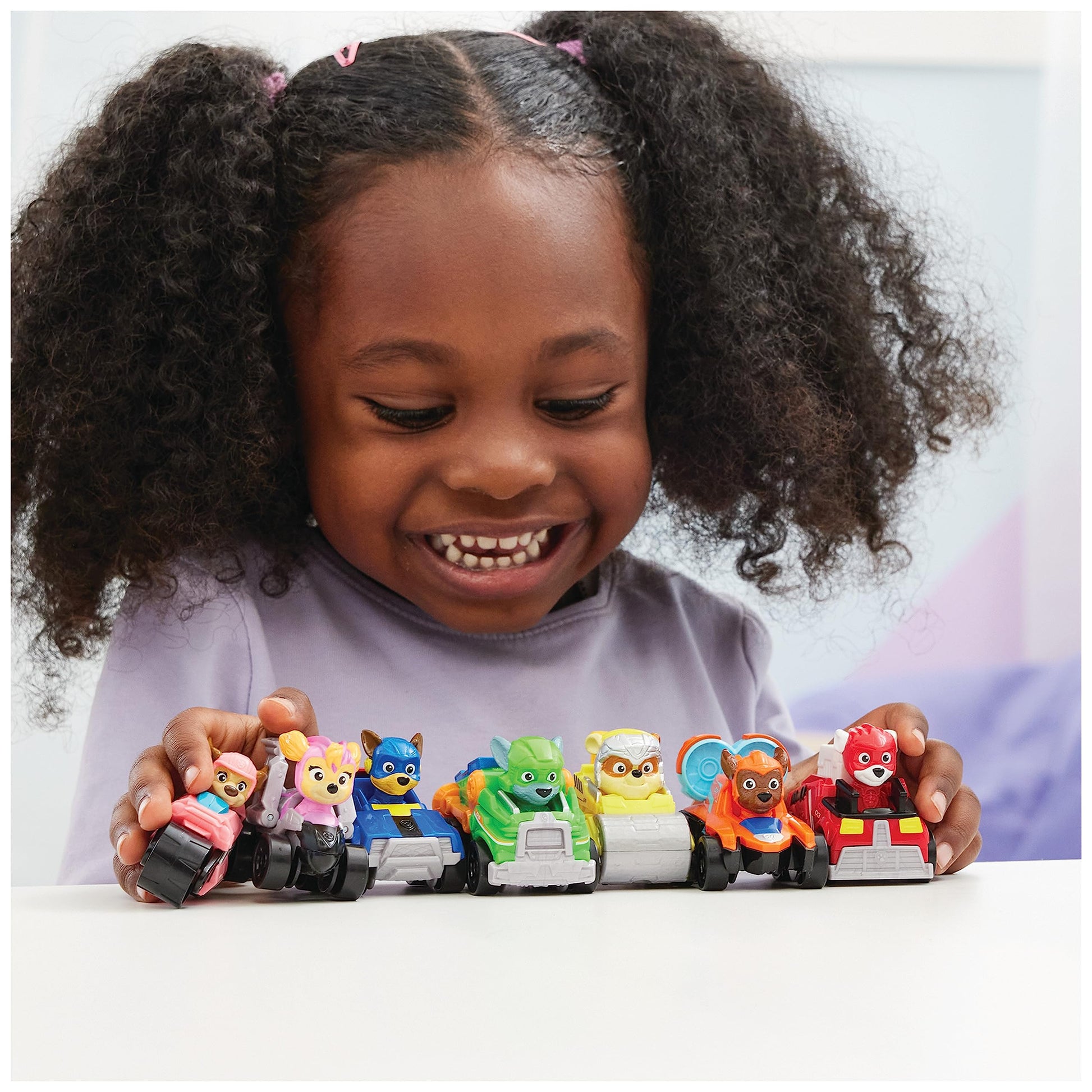 Paw Patrol - Super Patrol The Movie - Set of 7 Racers PUP Squad Toy - Car Figure to Collect Toy for Children 3 Years and Above
