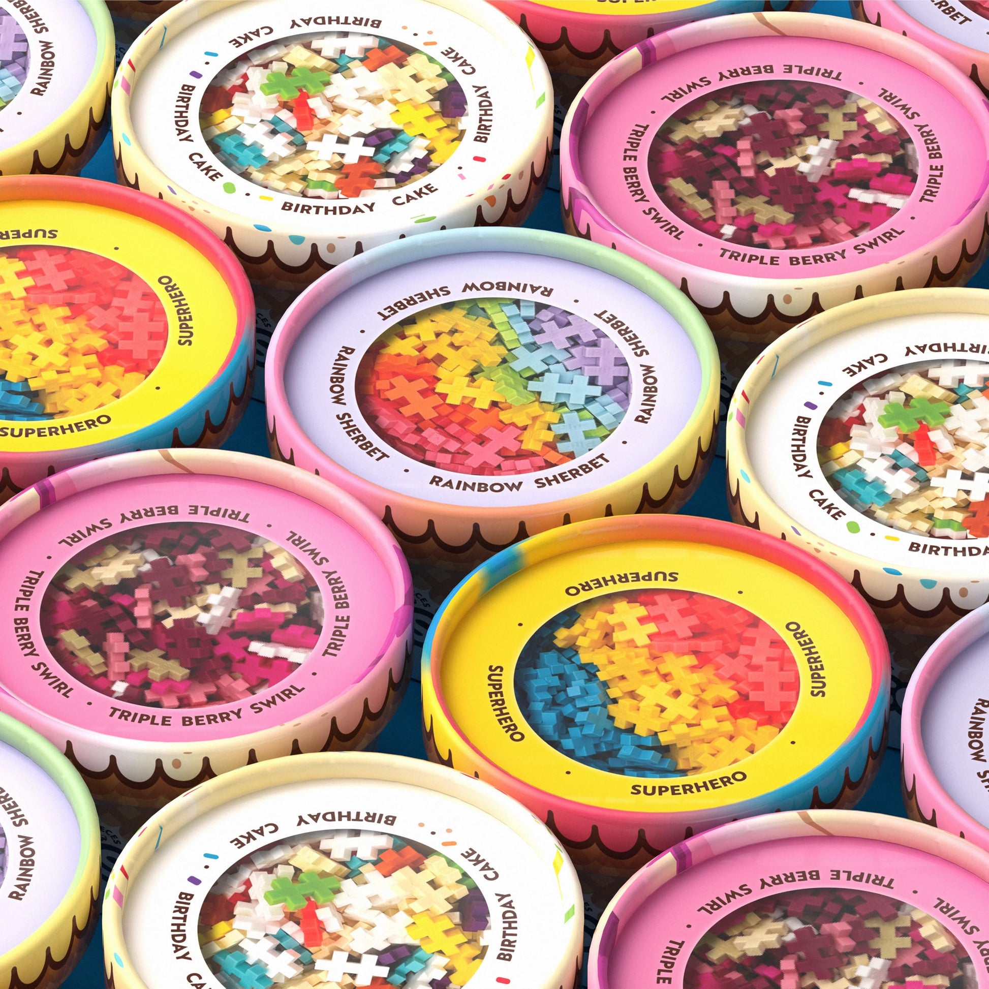 PLUS PLUS Scooops, Rainbow Sherbet - Ice Cream 3D Building Blocks, 100 pc