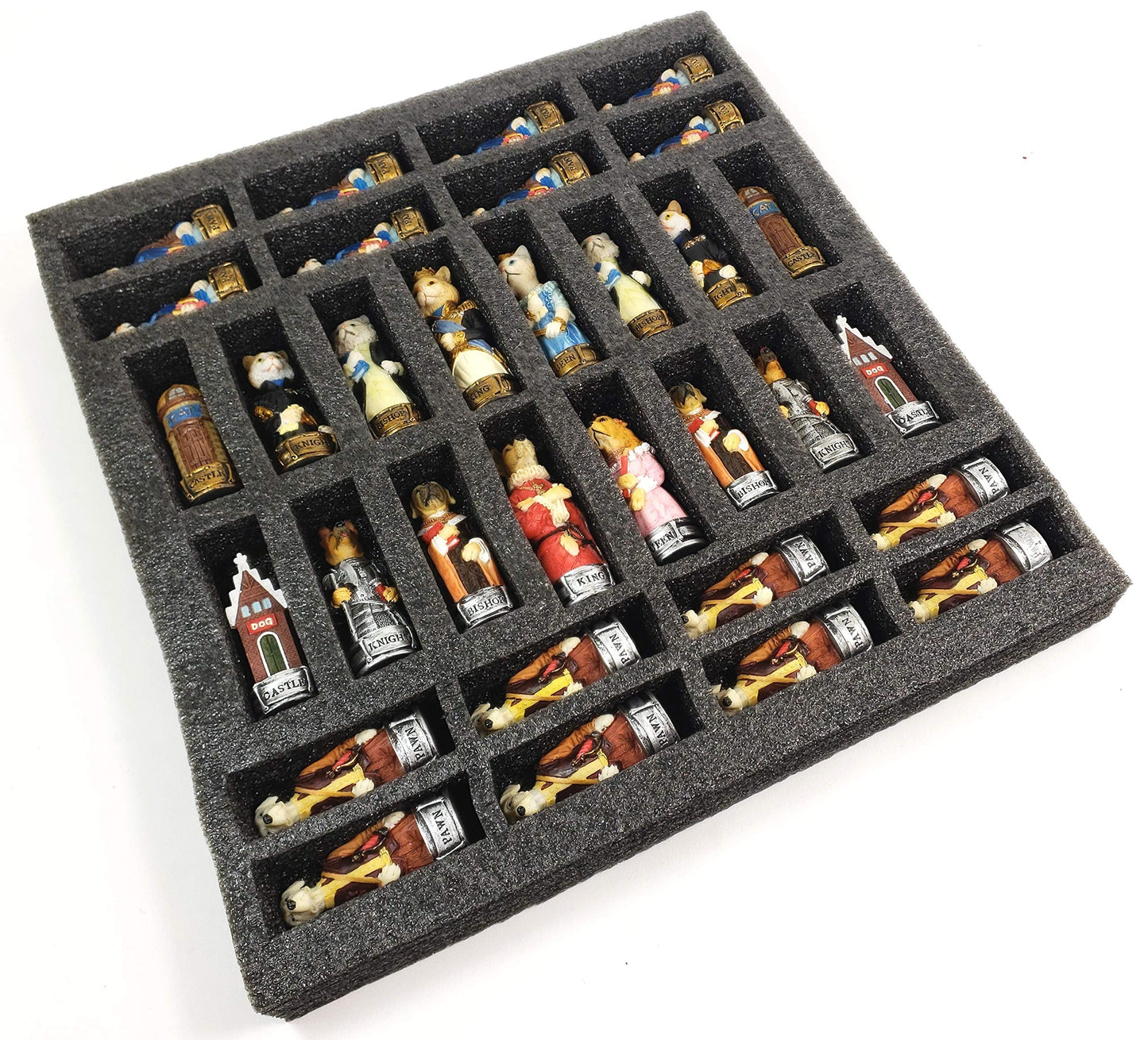 HPL Royal Cats Vs Dogs Set of Chess Men Pieces Hand Painted - NO Board
