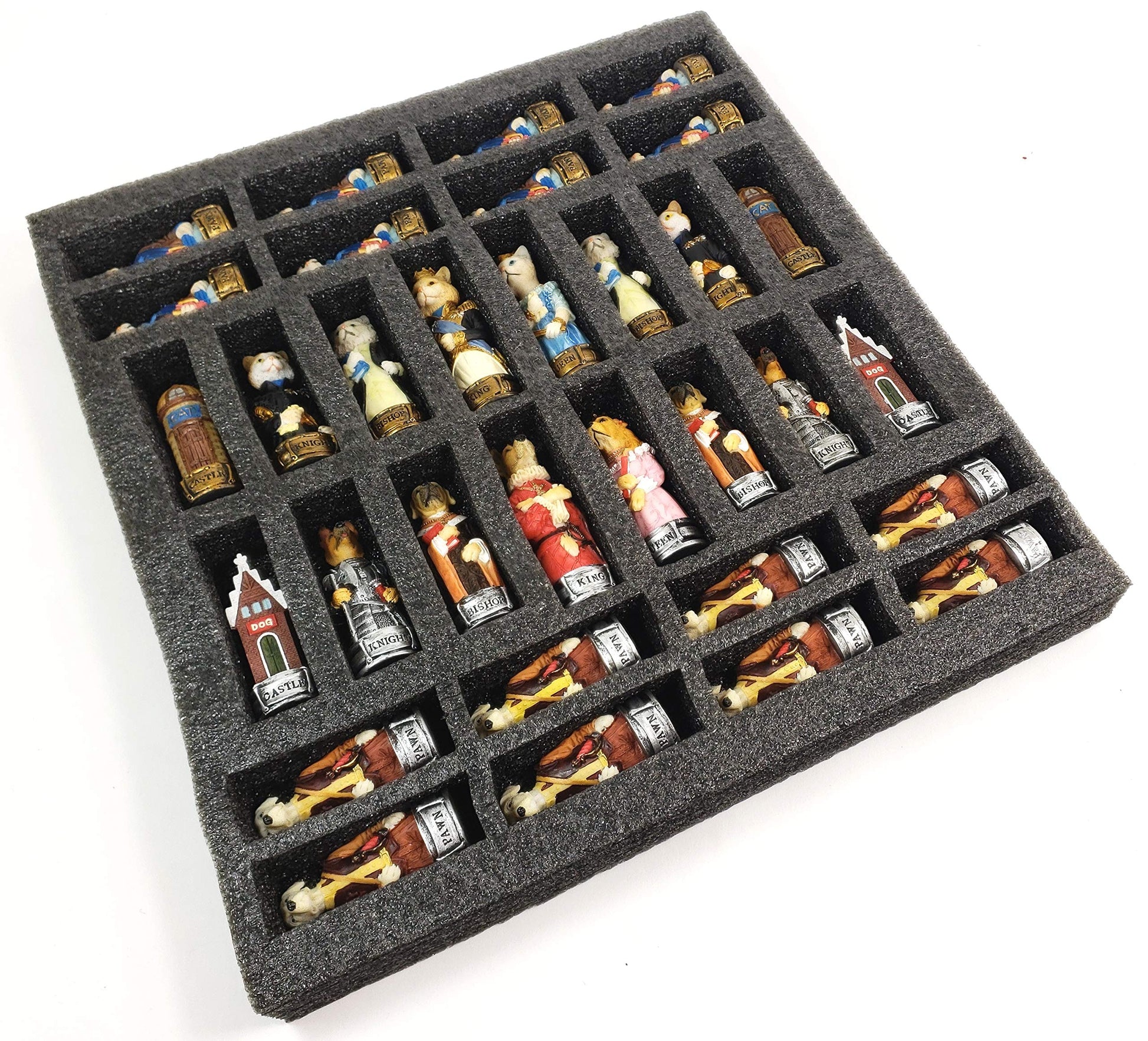 HPL Royal Cats Vs Dogs Set of Chess Men Pieces Hand Painted - NO Board